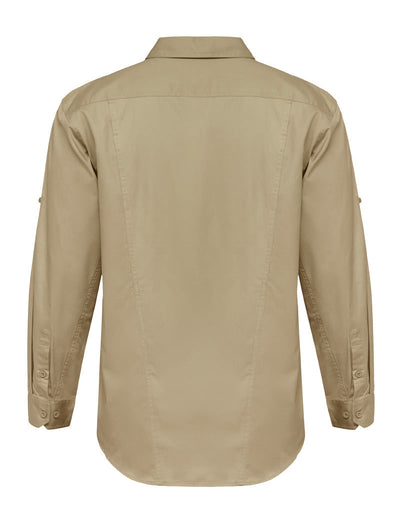 Mens Hard Yakka Long Sleeve Lightweight Drill Ventilated Shirt Khaki