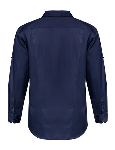 Mens Hard Yakka Long Sleeve Lightweight Drill Ventilated Shirt Navy