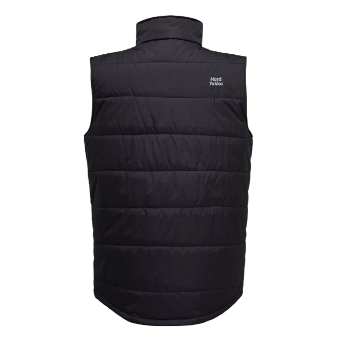 Mens Hard Yakka Puffa 2.0 Vest Waterproof Winter Zip Up Black