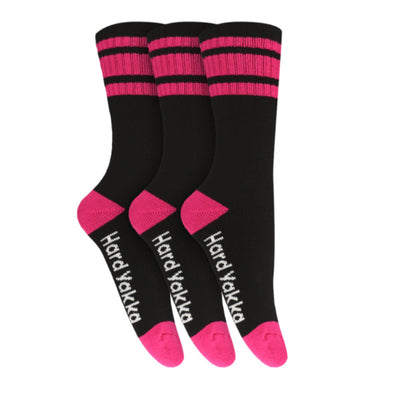 6 Pairs X Hard Yakka Womens Bamboo Work Socks Black/Pink