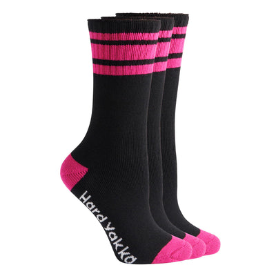 6 Pairs X Hard Yakka Womens Bamboo Work Socks Black/Pink