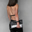 Womens Vky Original Lourve Clutch Classic Leather Bag Handbag- Black/Matt Silver