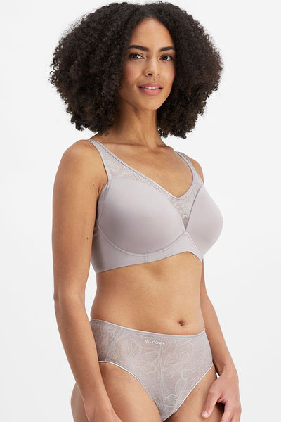 Jockey Womens No Panty Line Promise Bloom Wirefree Bra Parisian Grey