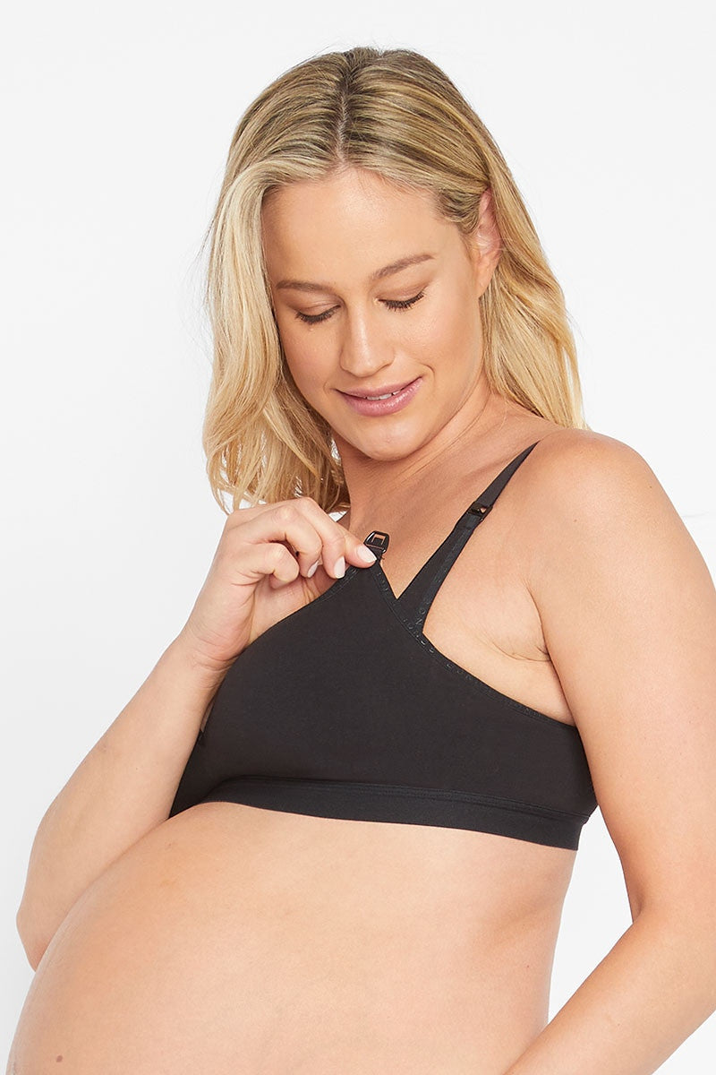 2 x Bonds Womens Bumps Contour Maternity Wirefree Bra Black Yyccy