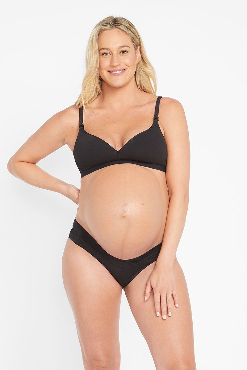 2 x Bonds Womens Bumps Contour Maternity Wirefree Bra Black Yyccy