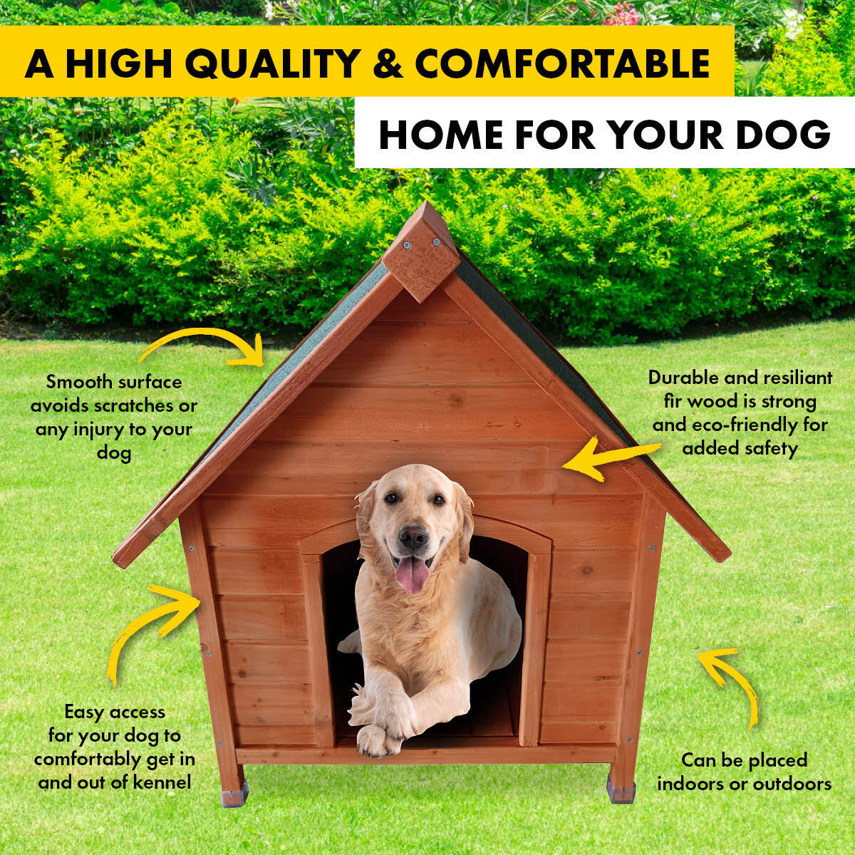 Pet Basic Dog Kennel A Frame Weather Resistant Timber Elevated Base 103cm