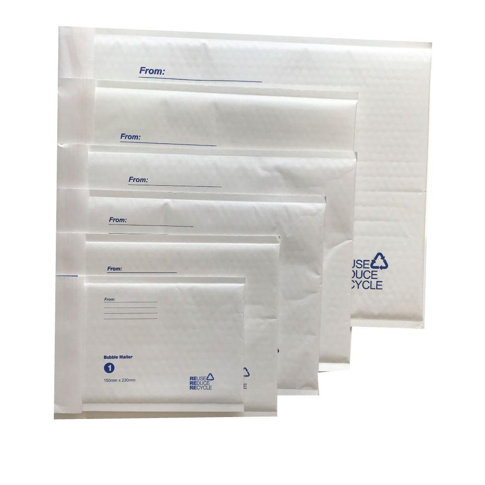 100x Tempest 215x280mm Bubble Mailers Envelopes White Kraft Paper Padded Eco Mail Postage Bags