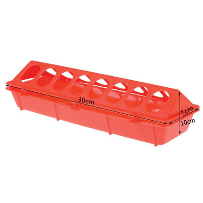 30cm Long Poultry Feeder Feeding Trough Chicken Chick Red Plastic Flip Top Container-Rooster Farms-ozdingo