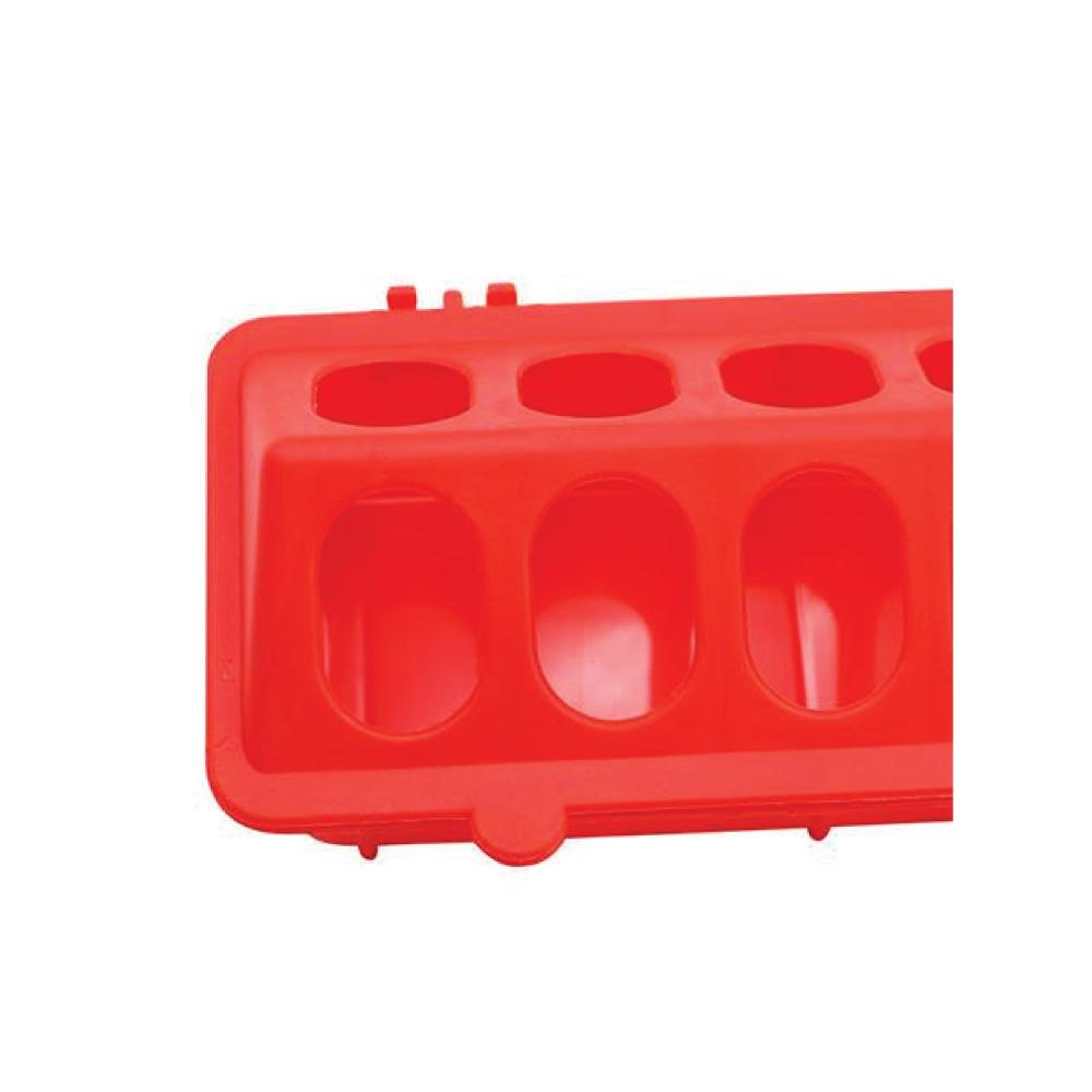30cm Long Poultry Feeder Feeding Trough Chicken Chick Red Plastic Flip Top Container