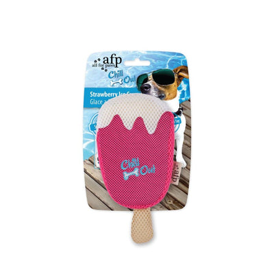 Dog Drinking Sponge Soak Strawberry Ice Cream Shape Chew Play Toy AFP Pink-All For Paws-ozdingo