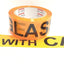 Glass Dispatch Tape Orange Black 48mm x 75mm Roll With Care Packing Label