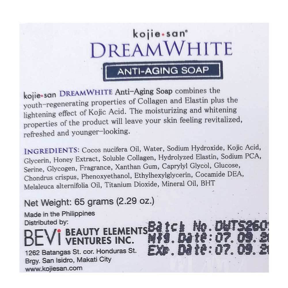 Kojie Anti Aging Soap Dream White - 135g Whitening Brightening Elastin Collagen
