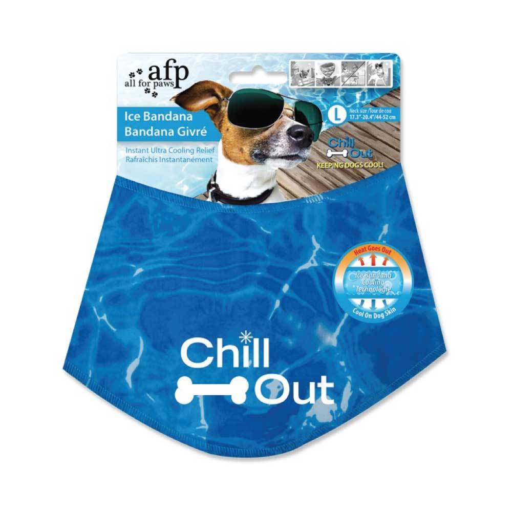 L - Dog Cooling Bandana Ice Neck Collar AFP Chill Out Pet Cool Scarf Cold Large