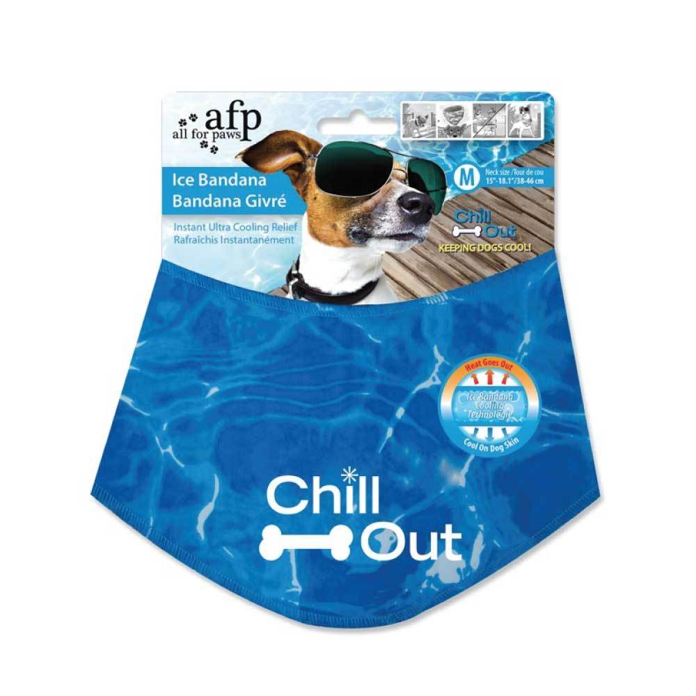 M - Dog Cooling Bandana Ice Neck Collar AFP Chill Out Pet Cool Scarf Cold Medium