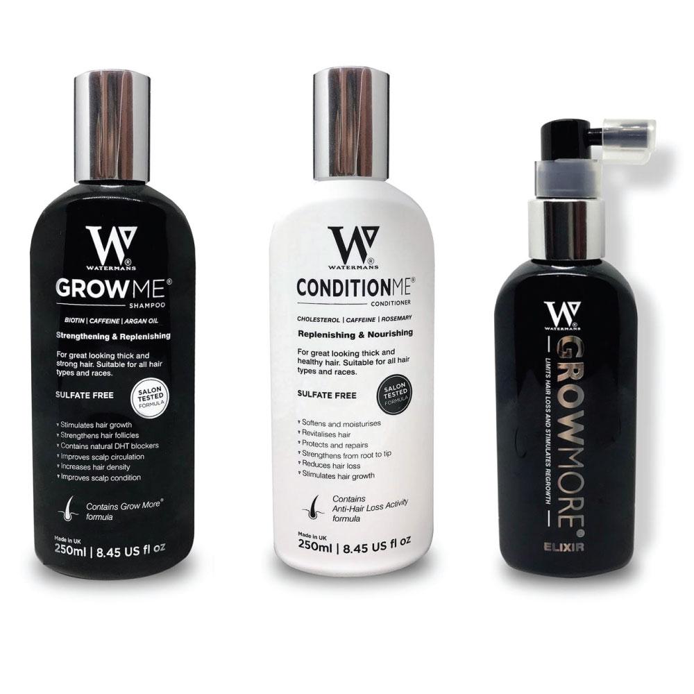 Watermans Grow Me Shampoo Conditioner Elixir Pack Full Hair Growth Anti Loss Kit